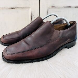 Aston Grey Collection Austin Brown Oiled Leather Slip on Loafers Shoes Size 11